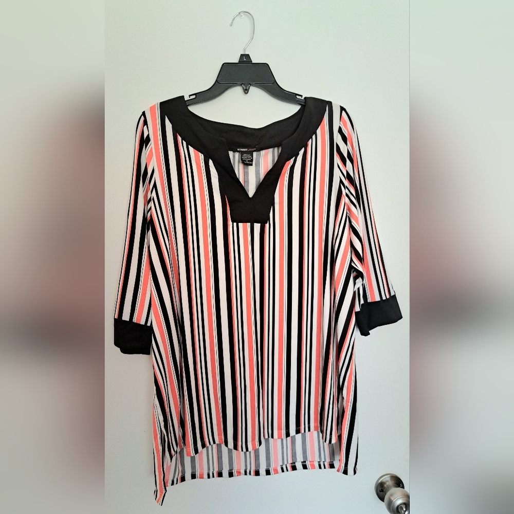 Robert Louis Black and Coral Striped Tunic